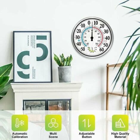 12\" Udendørs Termometer Store Cifre - 2 i 1 Trådløst Indendørs Udendørs Termometer Hygrometer Termometer, Hygrometer Væg