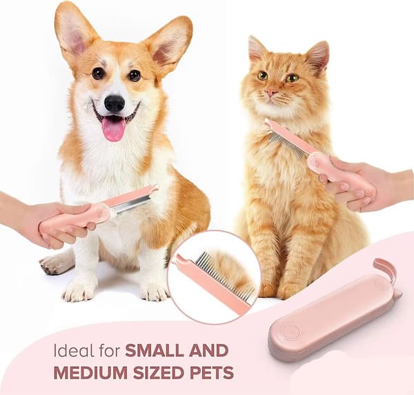 1 stk. (Rosa) Fur Magic Deshedding og Dematting Kam, 2-sidig