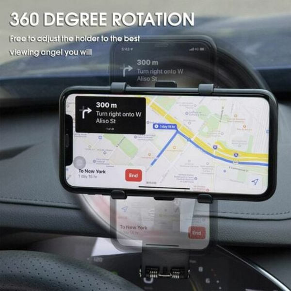 Biltelefonhållare 360 Graders Rotation, Instrumentbräda Mobiltelefonhållare Biltelefonfäste för GPS och 4-7 tum Smart