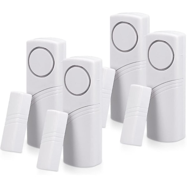 Door And Window Alarm - Lot 4x Wireless Intrusion Alarm - Home Security Against Burglary - Magnetic Operation - 100 Db