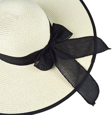 Dame Floppy Hat med Bred Skygge i Strå - Solhatte Åndbare Anti UV