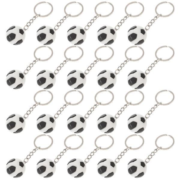 20 stk Mini Fotball Anheng Nøkkelringer Kreative Svart Hvit Fotball Nøkkelringer Håndveske Hengende Ornamenter (2.5cm)