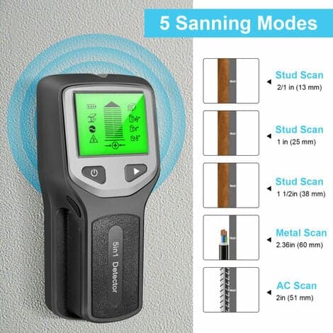 Stud Finder med 1 Sensor, Smart Mikroprosessorchip og HD LCD-Skjerm, Stud Sensor Strålefinner for Senter og Kant av Tre