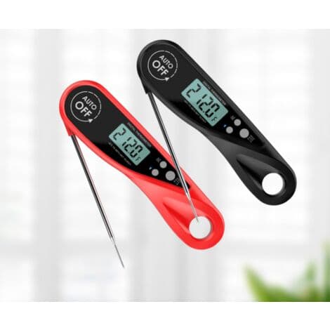 Kökstermometer, Snabbläsande Mattermometer, Kötttermometer, Bakgrundsbelyst LCD-Skärm, Vikbar Mattsond, Kött