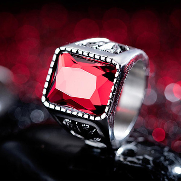 Vintage Mænd Faux Gemstone Tungsten Maple Craved Finger Band Ring smykker gave Black Red US 11