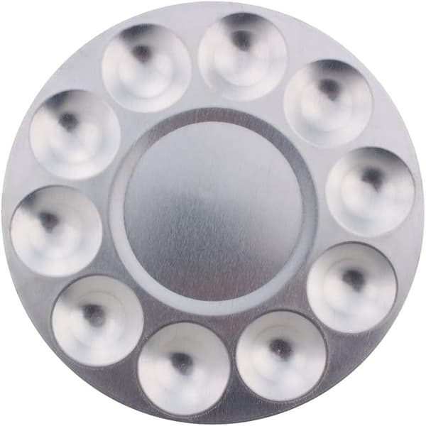 2-delt Aluminium Palette med 10 Huller til Vandfarvemaling