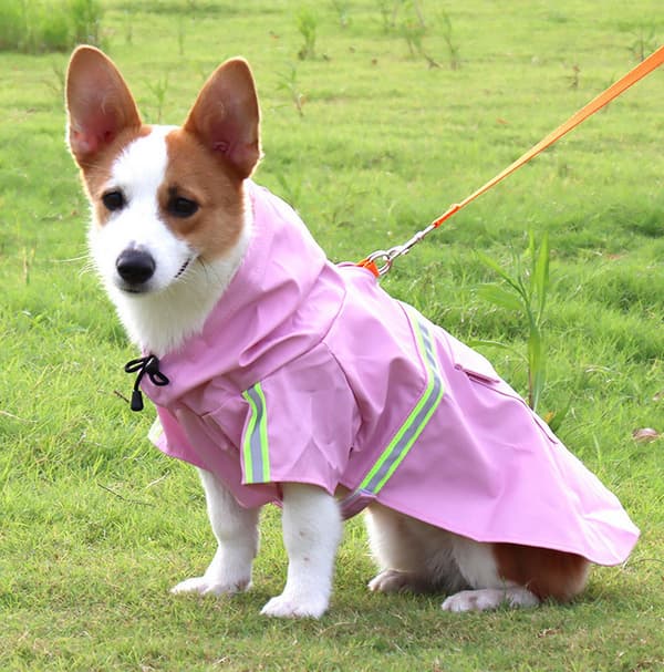 Hætteklædt stor hund regnponcho reflekterende regnfrakke til hunde kæledyrstøj - Pink S 2kg,