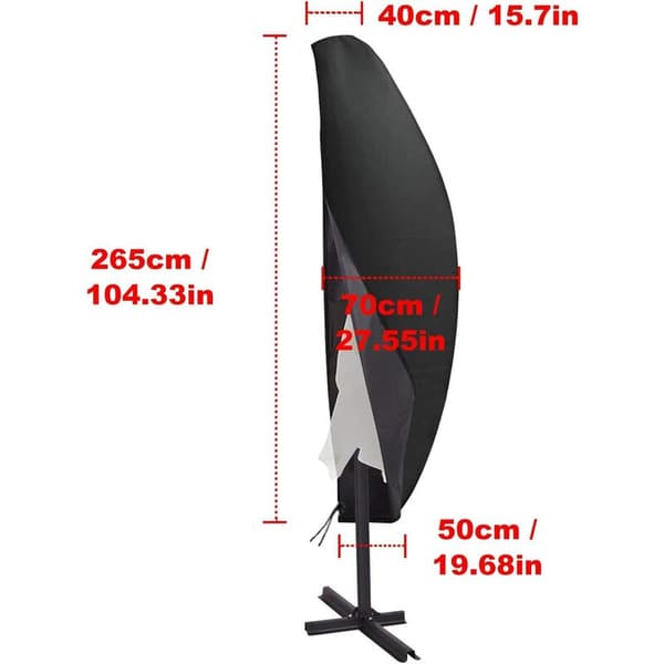 Stort vind- och vattentätt paraplyöverdrag (svart 265 cm)