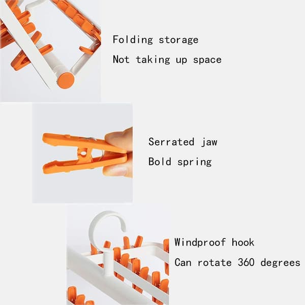 Hopfällbart torkställ strumpor underkläder bh babykläder anti-wrap torkställ (orange)