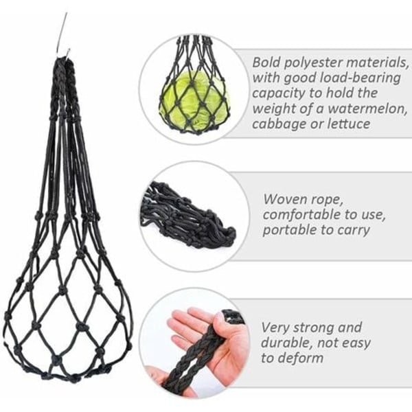 Heinäsyöttölaitteet, Nylon Chicken Fruit ja Vegetable Mesh Bag Hay Rack Kanan Coop Uusiokäyttöinen 57cm 2 kpl Musta