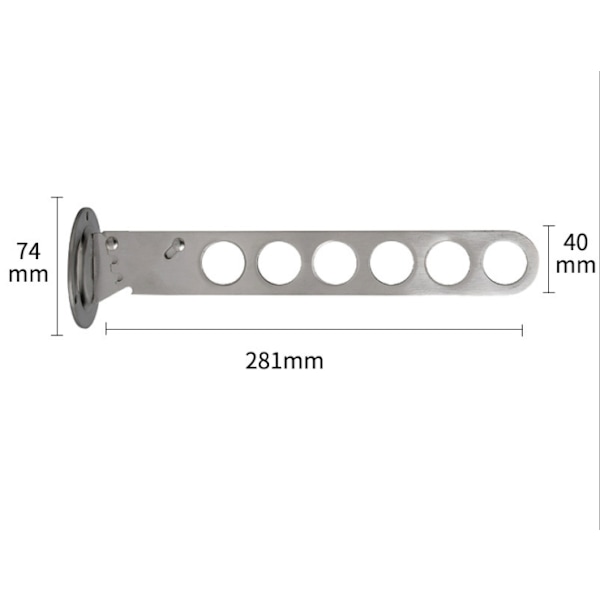 Hjem Tykke Rustfrie Stål Bevegelige Kroker, Kleskroker, Veggmonterte Kleshengere, Sammenleggbare Klesstenger (6 Hull Rustfrie Stål Kleskroker)