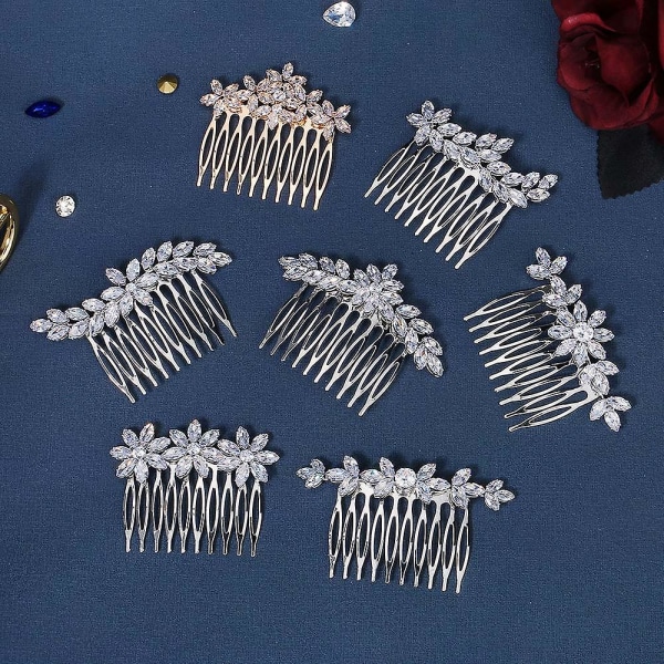 Bride&#39;s Wedding Bridal Headdress Insert Comb Marquise Zircon Side Hairbrush