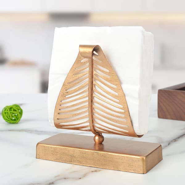 1 stk (gull) Moderne blad design serviettholder for bord, vev
