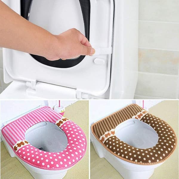 Plush Polka Dot Toalettlock (Prickig Rosa + Prickig Kaffe)