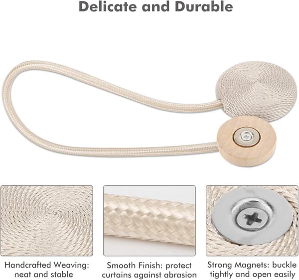 Beige Sæt med 2 Magnetiske Gardinbindere, Dekorativ