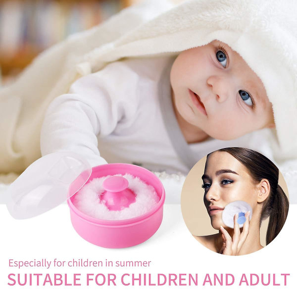 2 stk. Baby Body Kosmetisk Pudder Puff Body Pudder Puff Og Beholder Etui (Pink Og Blå)