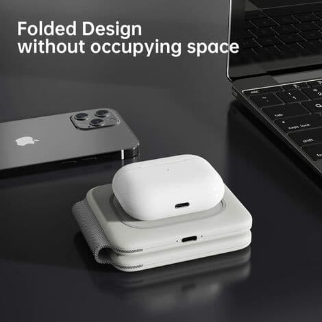 Trådløs oplader, foldbar oplader (hvid)