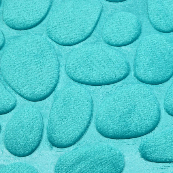 Sæt med 2 Anti-Skrid Sikre Bademåtter Åndbare Hukommelsesskum Bademåtter Komfortable Bløde Vandabsorberende Badeværelsesmåtte Toilet Anti-Skrid Bagside (Aqua)