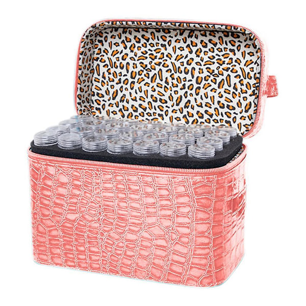 84 Fack Diamantförvaringslåda Diamantbroderi Strassmålning Tillbehör Smycken Pärlor Organiserare Bärväska Blixtlåsdesign Pink