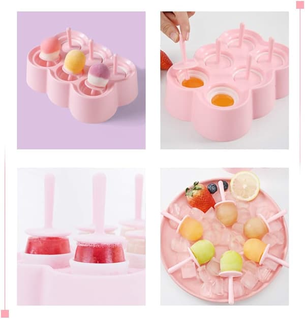 1 st (Rosa) Silikonform för is, Popsicle-formar Återanvändbara DIY