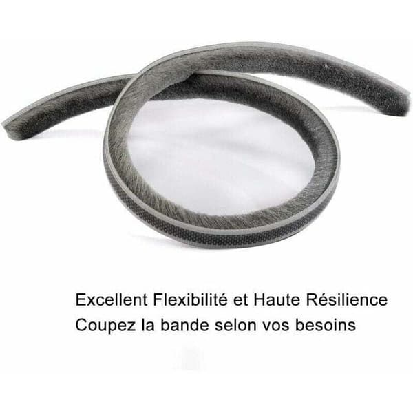 Klæbemiddel til skydedørsgarderobe, isolerende mod kulde og støv, længde 10m x 5mm x 9mm, grå farve.