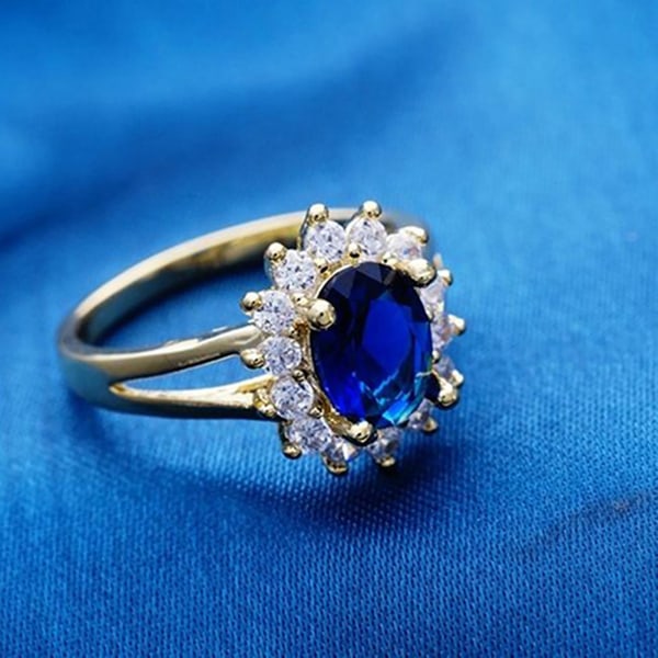 Brude Ring Fint utførelse Smykker Gave Kvinner Elegant Rhinestone Finger Ring For Prom Purple Size 9