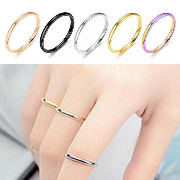 Finger Ring Elegant Slät Yta Minimalistisk Enkel Stil Tunn Staplingsring För Födelsedag Black US 4