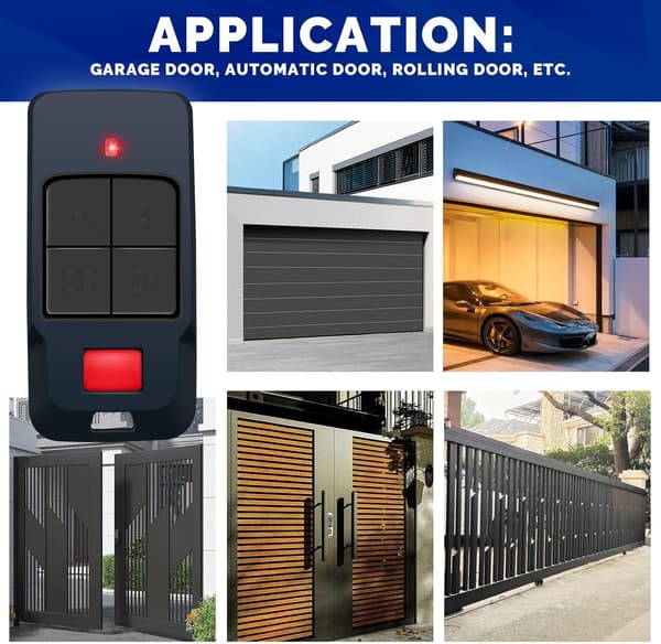 3 garageportssendere kompatible med BFT MITTO COOL C4 433MHz Version, Rolling Code-kodning, Universal fjernbetjening til garageporte