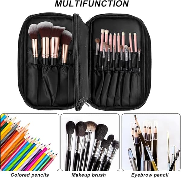 1 stk. Sort Makeupbørste Taske Rejse Kosmetik Organizer