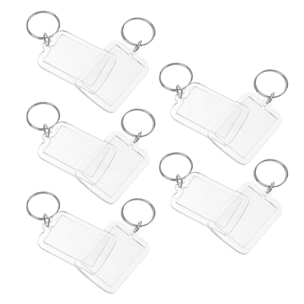 10 st Blanka Insats Foto Bildram Split Ring Nyckelring 4*5.6cm 5*3.3cm
