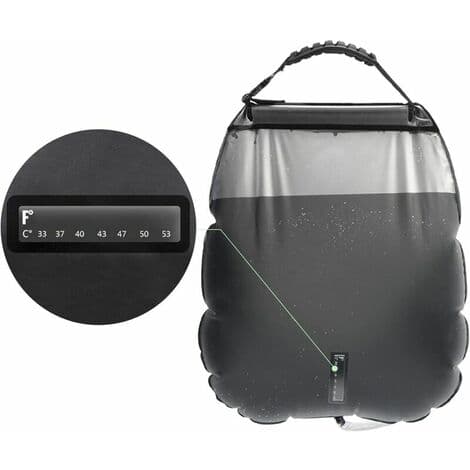 Triomphe 20L Camping Bruser Sæt - Solbruser - Bruserpose - Solvarmet med Bruserhoved og Tænd/Sluk-kontakt - Til Camping