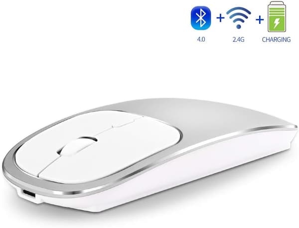 1 stk Oppladbar Dobbelmodus 2.4G Bluetooth Trådløs Mus