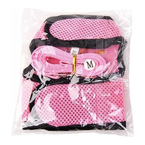 Sele til kaniner med elastisk snor, velegnet til små kæledyr (L: Bryst (35-40cm), Pink)
