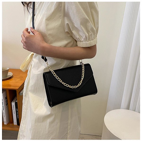 Klassisk Sommar Dammode En Axelväska Handväska Messenger Kedjeväska Svart)