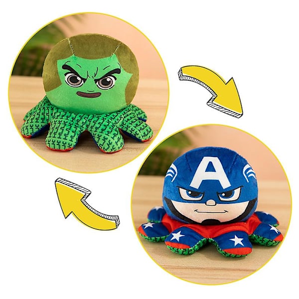 Vendbar Blæksprutte Spiderman Hulk Iron Man Plyslegetøj Avengers Fyldt Dukke Til Børn Gave Hulk captain america 30cm