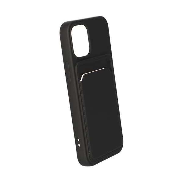 iPhone 12 Mini Silikone Cover med Kortholder - Sort Sort