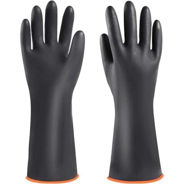 45 cm slitstarka latexhandskar, resistenta mot starka syror, industriella