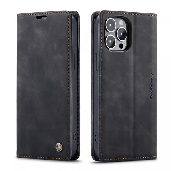 CaseMe 013 Series læderetui til iPhone 13, sort sort