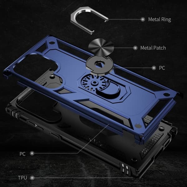 Samsung Galaxy S23 Ultra Skyddsfodral Ring Armor Blandad Blå
