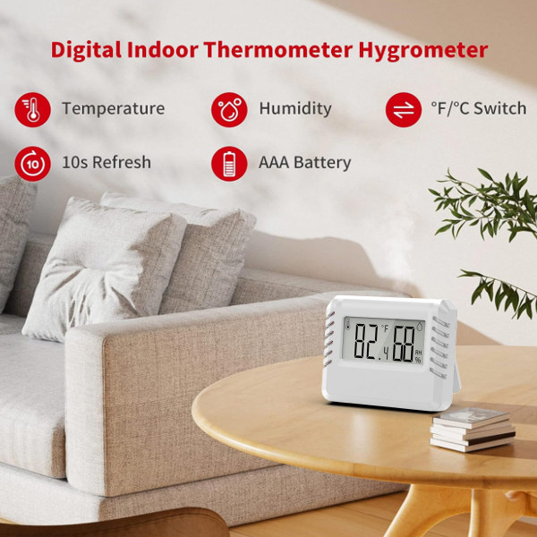 Inomhustermometer Hygrometer för hem, rumstermometer Fuktighetsmätare Temperatur Fuktighetssensor