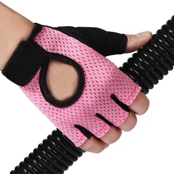 Tyngdlyftningshandskar, unisex gymhandskar, vanlig rosa, storlek M