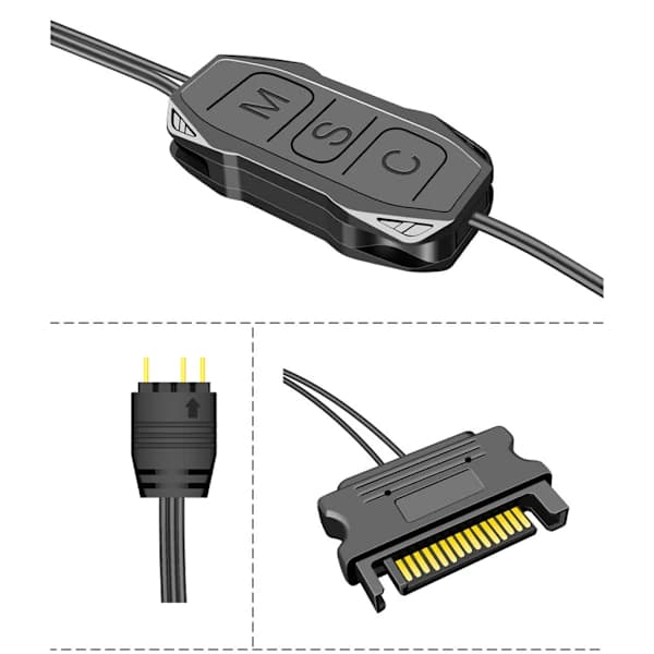 Fjärrkontroll 5V ARGB-kontroller 3Pin SATA-ström för stationär dator för chassifläkt LED-belysning