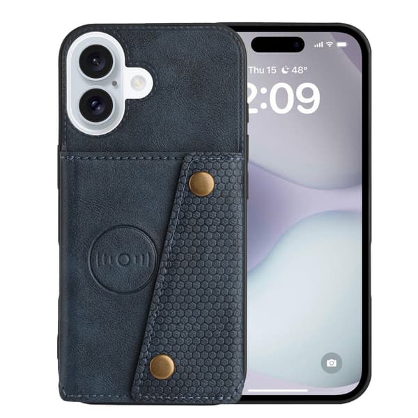 iPhone 16 - Stilfuldt etui med kortholder Sort