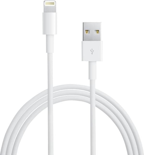 meter høykvalitets Apple Lightning USB-datakabel, egnet for iPhone og iPad, hvit.