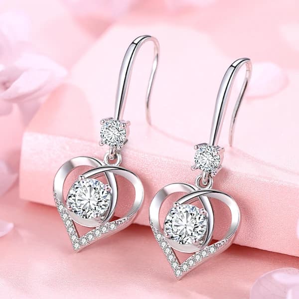 Mode Kvinder Rustfrit Stål Hjerte Kærlighed Kors Lang Krystal Diamant