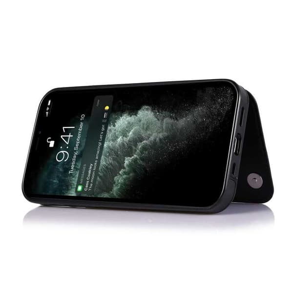iPhone 13 Mini Stødsikkert Etui Kortholder 3-RUM Flip Sort