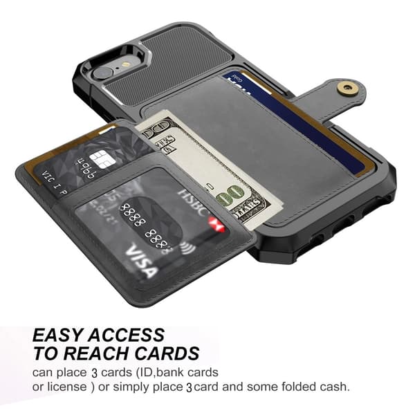 iPhone 6/6S/7/8/SE (2020/2022) - Magnetisk Pung Etui - Sort Sort Sort
