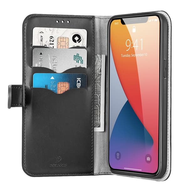Dux Ducis Læderpung Etui iPhone 12 Pro Max - Sort Sort