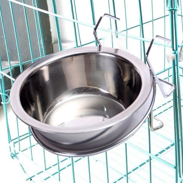 Hängande husdjursskål hundbursskål 2-pack rostfritt stål mat- och vattenskålar för hundar katter i bur