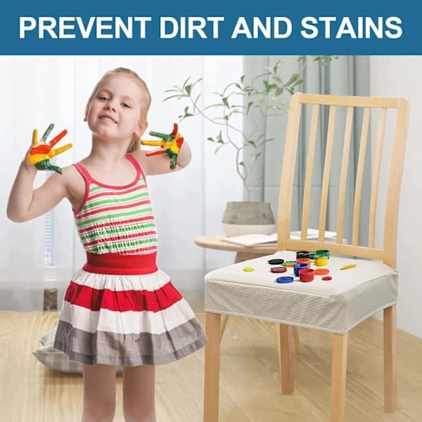 4 stk vanntette stoltrekk, elastiske vaskbare stoltrekk, beige beige